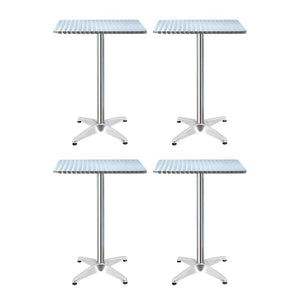 Gardeon 4pcs Outdoor Bar Table Furniture Adjustable Aluminium Square Cafe Table