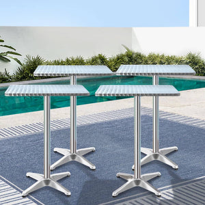 Gardeon 4pcs Outdoor Bar Table Furniture Adjustable Aluminium Square Cafe Table