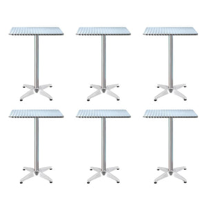 Gardeon 6pcs Outdoor Bar Table Furniture Adjustable Aluminium Square Cafe Table