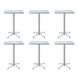 Gardeon 6pcs Outdoor Bar Table Furniture Adjustable Aluminium Square Cafe Table