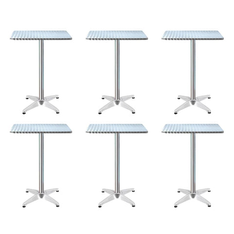 Gardeon 6pcs Outdoor Bar Table Furniture Adjustable Aluminium Square Cafe Table