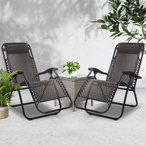 Gardeon Sun Lounge Zero Gravity Chair Table Outdoor Folding Recliner Reclining