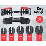 Everfit 2 x 24KG Adjustable Dumbbells Set Dumbbell Weight Plates Home Gym Exercise