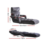 Artiss Adjustable Lounger with Arms - Charcoal