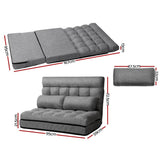 Artiss Lounge Sofa Bed 2-seater Floor Folding Fabric Grey