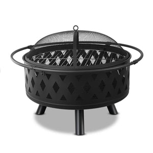 Fire Pit BBQ Charcoal Grill Ring Portable Outdoor Kitchen Fireplace 32