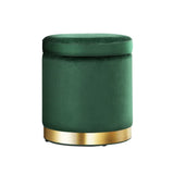 Artiss Storage Ottoman Foot Stool Round Velvet Foot Rest Pouffe Footstool Green