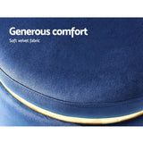 Artiss Foot Stool Round Velvet Ottoman Foot Rest Pouf Padded Seat Footstool Navy