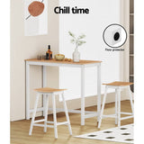 Artiss Bar Table Ari Dining Desk High Solid Wood Kitchen Shelf Wooden White Cafe