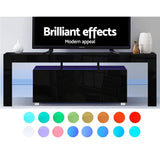 Artiss TV Cabinet Entertainment Unit Stand RGB LED Gloss Furniture 160cm Black