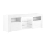 Artiss TV Cabinet Entertainment Unit Stand RGB LED Gloss Furniture 145cm White