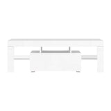 Artiss 130cm RGB LED TV Stand Cabinet Entertainment Unit Gloss Furniture Drawer Tempered Glass Shelf White