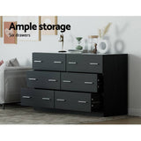 Artiss 6 Chest of Drawers Cabinet Dresser Table Tallboy Lowboy Storage Black