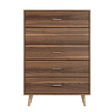 Artiss 5 Chest of Drawers - MIRI Walnut