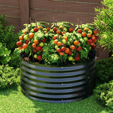 Greenfingers Garden Bed Galvanised Raised Steel Planter Round Latches 90X45CM