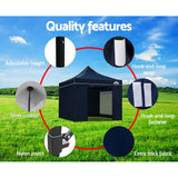 Instahut Gazebo Pop Up Marquee 3x3m Folding Wedding Tent Gazebos Shade Navy