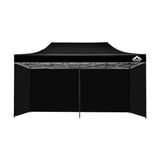 Instahut Gazebo Pop Up Marquee 3x6m Folding Wedding Tent Gazebos Shade Black