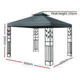 Instahut Gazebo 3x3m Party Marquee Outdoor Wedding Event Tent Iron Art Canopy Grey