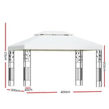 Instahut Gazebo 4x3m Party Marquee Outdoor Wedding Event Tent Iron Art White