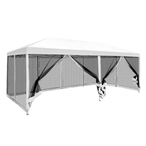 Instahut Gazebo Pop Up Marquee 3x6m Wedding Mesh Side Wall Outdoor Gazebos White