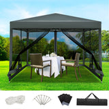 Instahut Gazebo Pop Up Marquee 3x3 Wedding Side Mesh Wall Outdoor Gazebos Grey