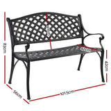 Gardeon Garden Bench Outdoor Seat Chair Cast Aluminium Park Black