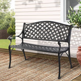 Gardeon Garden Bench Outdoor Seat Chair Cast Aluminium Park Black