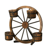 Gardeon Garden Ornaments Decor Wooden Wagon Wheel Rustic Outdoor Planter flower