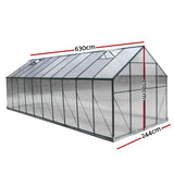 Greenfingers Aluminium Greenhouse Polycarbonate Large Green House Garden 6.3M