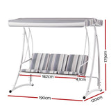 Gardeon Outdoor Swing Chair Garden Bench 3 Seater Canopy Cushion Furniture