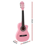 Alpha 34 Inch Classical Guitar Wooden Body Nylon String Beginner Kids Gift Pink