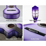 Alpha 34" Inch Guitar Classical Acoustic Cutaway Wooden Ideal Kids Gift Children 1/2 Size Purple