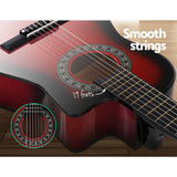 Alpha 34" Inch Guitar Classical Acoustic Cutaway Wooden Ideal Kids Gift Children 1/2 Size Red