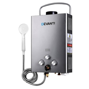 Devanti Outdoor Gas Hot Water Heater Portable Camping Shower 12V Pump Grey