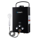 Devanti Outdoor Portable Gas Water Heater 8LPM Camping Shower Black