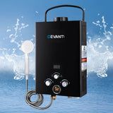 Devanti Outdoor Portable Gas Water Heater 8LPM Camping Shower Black