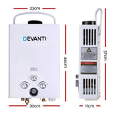 Devanti Portable Gas Water Heater 8LPM Outdoor Camping Shower White