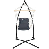 Gardeon Outdoor Hammock Chair with Steel Stand Hanging Hammock Beach Grey