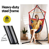 Gardeon Outdoor Hammock Chair with Steel Stand Hanging Hammock Pillow Rainbow