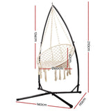 Gardeon Outdoor Hammock Chair with Steel Stand Cotton Swing Hanging 124CM Cream