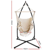 Gardeon Outdoor Hammock Chair with Steel Stand Tassel Hanging Rope Hammock Cream