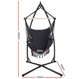 Gardeon Outdoor Hammock Chair with Steel Stand Tassel Hanging Rope Hammock Grey