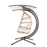 Gardeon Outdoor Furniture Lounge Hanging Swing Chair Egg Hammock Stand Rattan Wicker Latte