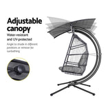 Gardeon Outdoor Furniture Lounge Hanging Swing Chair Egg Hammock Stand Rattan Wicker Grey