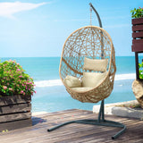 Gardeon Swing Chair Egg Hammock With Stand Outdoor Furniture Wicker Seat Yellow