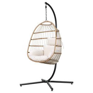 Gardeon Egg Swing Chair Hammock With Stand Outdoor Furniture Hanging Wicker Seat