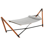 Gardeon Wooden Hammock Chair with Stand Linen Hammock Bed Timber Steel 200KG