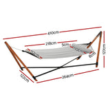 Gardeon Wooden Hammock Chair with Stand Linen Hammock Bed Timber Steel 200KG