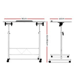 Portable Mobile Laptop Desk Notebook Computer Height Adjustable Table Sit Stand Study Office Work White