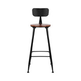 Set of 2 Artiss Bar Stools Pinewood Metal - Black and Wood